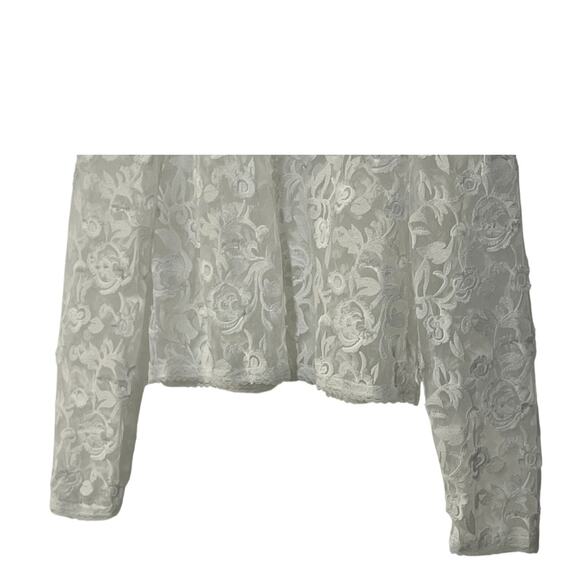 WAYF TOP WOMENS SIZE LARGE ALANA EMBROIDERED SHEER WHITE LACE BLOUSE ONLY - Picture 8 of 12